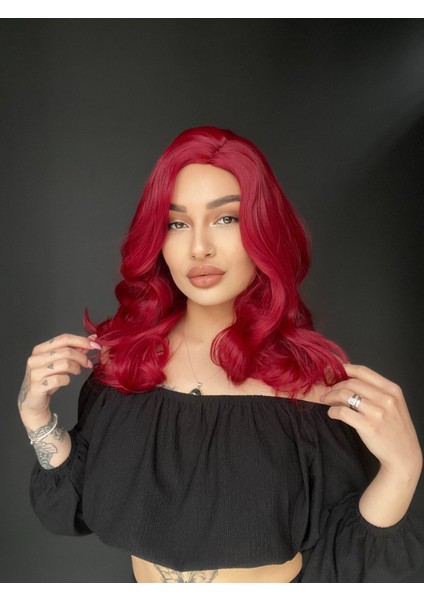 Kahkülsüz Medikal Orta Boy Dalgalı Peruk Medikal Kızıl fırsatları