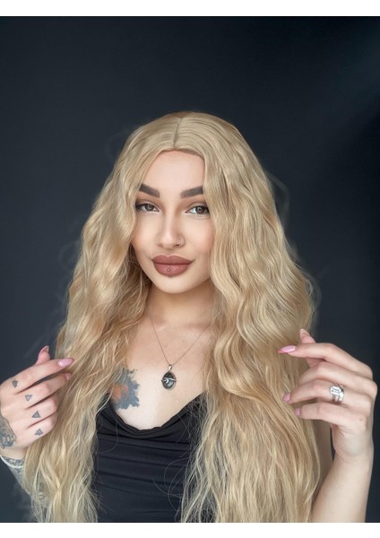 Wag Dalgalı Medikal Üst Kısmı Cilt Görünümlü Medikal Peruk Rus Sarısı modelleri