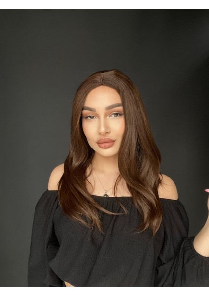 Hareketli Kesim Ortaboy Medikal Fiber Peruk Sıcak Kahve