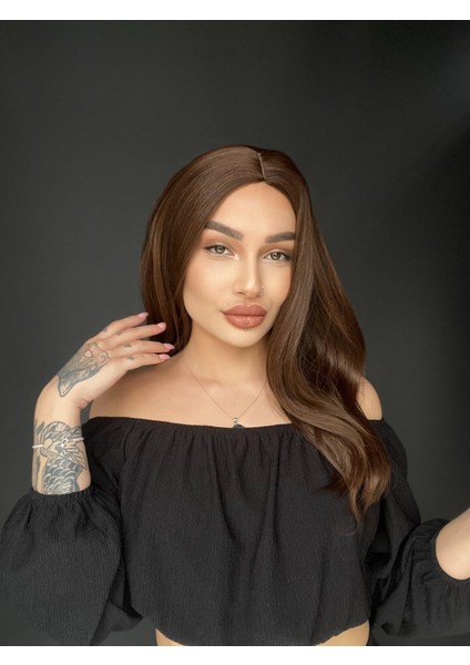 Hareketli Kesim Ortaboy Medikal Fiber Peruk Sıcak Kahve modelleri