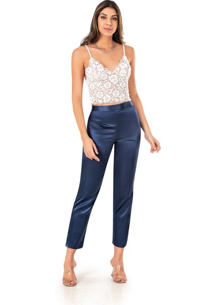 Saten Pijama Takımı Lacivert