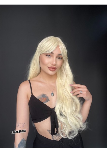 Ekstra Uzun Dalgalı Perçemli Medikal Fiber Peruk Platin fiyatları