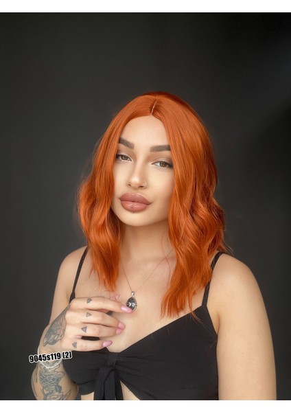 Bob Kesim Dalgalı Tepe Cilt Deri Görünümlü Medikal Peruk Perçemsiz Bakır fiyatları