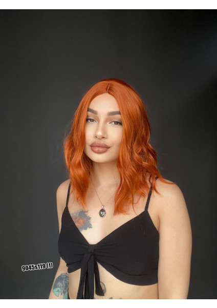 Bob Kesim Dalgalı Tepe Cilt Deri Görünümlü Medikal Peruk Perçemsiz Bakır modelleri