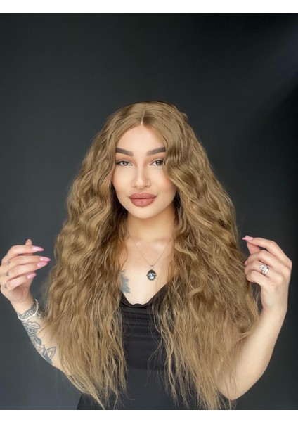 Wag Dalgalı Medikal Üst Kısmı Cilt Görünümlü Medikal Peruk Rus Kumralı