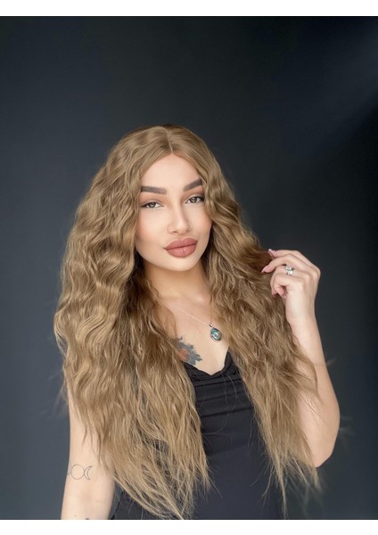 Wag Dalgalı Medikal Üst Kısmı Cilt Görünümlü Medikal Peruk Rus Kumralı modelleri