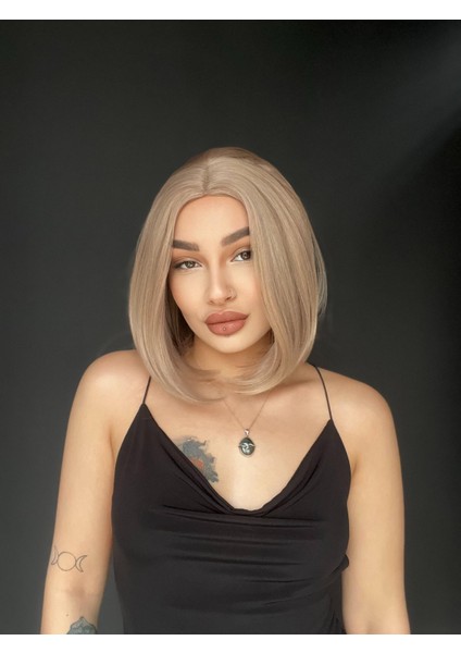 Perçemsiz Bob Kesim Tepe Kısmı Cilt Görünümlü Medikal Peruk Kül Grisi fırsatları