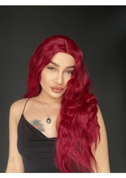 Wag Dalgalı Medikal Üst Kısmı Cilt Görünümlü Medikal Peruk Kızıl modelleri