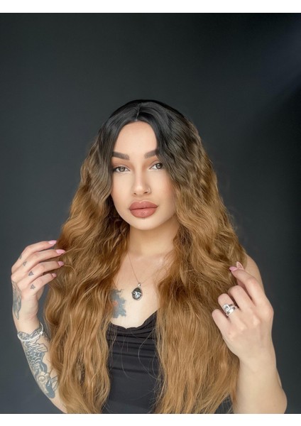 Wag Dalgalı Medikal Üst Kısmı Cilt Görünümlü Medikal Peruk Kestane Karamel fiyatları