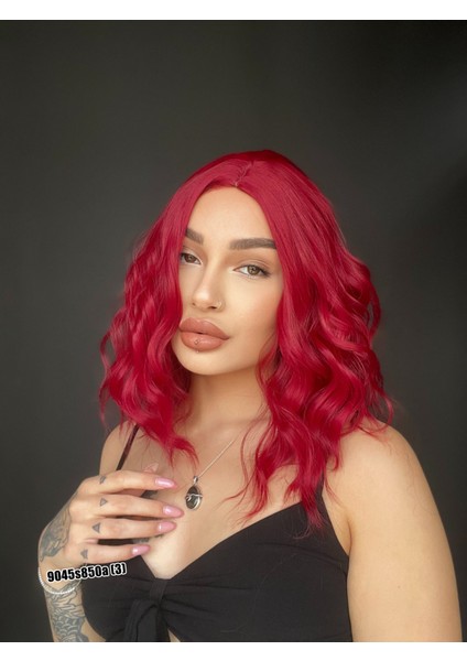 Bob Kesim Dalgalı Tepe Cilt Deri Görünümlü Medikal Peruk Perçemsiz Kızıl modelleri