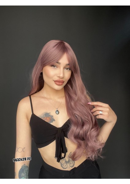 Ekstra Uzun Dalgalı Perçemli Medikal Fiber Peruk Leylak modelleri