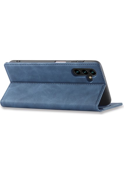 Samsung Galaxy A35 5g Mikrofiber Deri Manyetik KapanışMavi Telefon Kılıfı (Yurt Dışından)