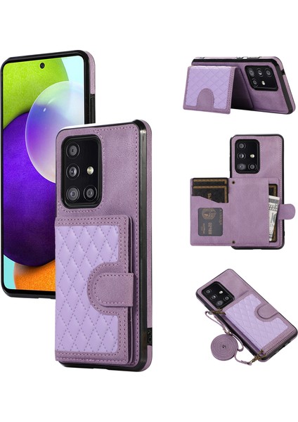 Samsung Galaxy A51 5g Kart Tutucu Tpu+Pu Deri Telefon Kılıfı Kickstand Telefon Kapağı-Mor (Yurt Dışından)