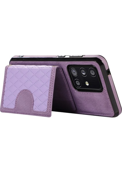 Samsung Galaxy A51 5g Kart Tutucu Tpu+Pu Deri Telefon Kılıfı Kickstand Telefon Kapağı-Mor (Yurt Dışından)