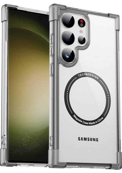 Ysm Güçlendirilmiş Köşeler Serisi Samsung Galaxy S24 Ultra Manyetik Tpu + Akrilik Şeffaf Şeffaf Telefon Kılıfı (Yurt Dışından)