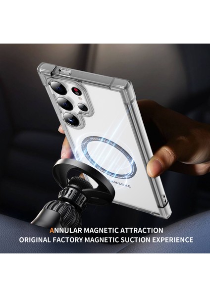 Ysm Güçlendirilmiş Köşeler Serisi Samsung Galaxy S24 Ultra Manyetik Tpu + Akrilik Şeffaf Şeffaf Telefon Kılıfı (Yurt Dışından) modelleri