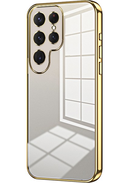 Samsung Galaxy S24 Ultra Tpu Elektroliz Çerçeve Koruyucu Altın Telefon Kılıfı (Yurt Dışından)