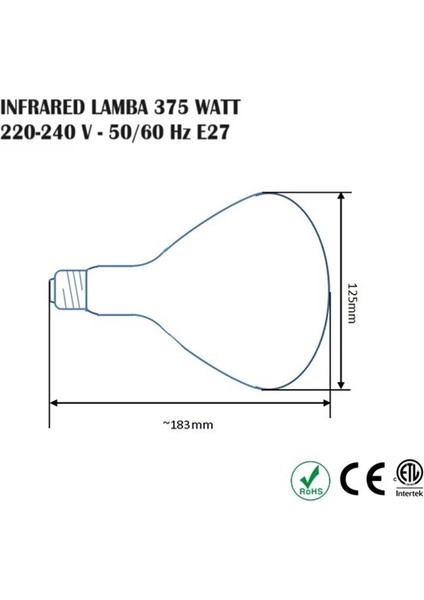 Kümes Hayvanları Için Şeffaf Kızılötesi Ampul 375 watt