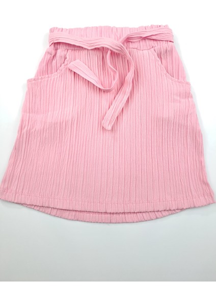 Kız Çocuk Pembe Etek Siyah Tişort Ikili Takım Baskı Detaylı fiyatları