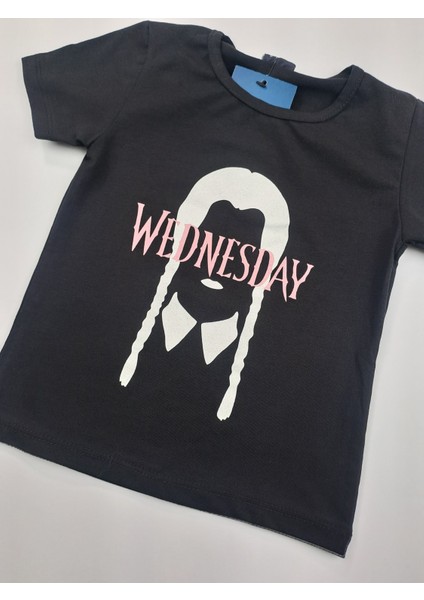 Kız Çocuk Pembe Etek Siyah Tişort Ikili Takım Baskı Detaylı modelleri