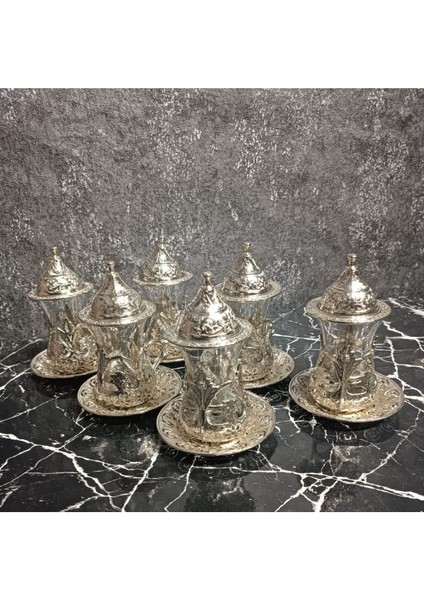 Ottoman Motifli Gümüş Çay Seti 24 Parça fiyatları