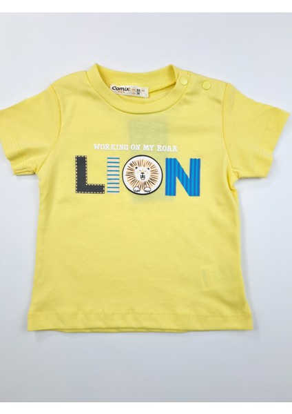 Erkek Çocuk Şort Tişort Ikili Takım Kırmızı ve Sarı Renk Seçenekleri Lion Baskı Detaylı fiyatları