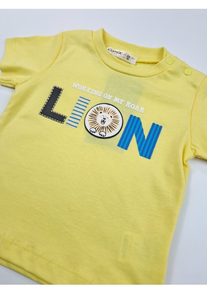 Erkek Çocuk Şort Tişort Ikili Takım Kırmızı ve Sarı Renk Seçenekleri Lion Baskı Detaylı fırsatları