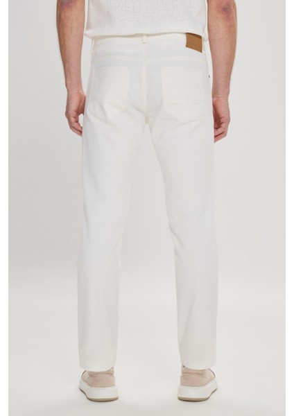 ALTINYILDIZ CLASSICS Erkek Beyaz Slim Fit Dar Kesim 5 Cep Armürlü Esnek Pantolon indirimleri