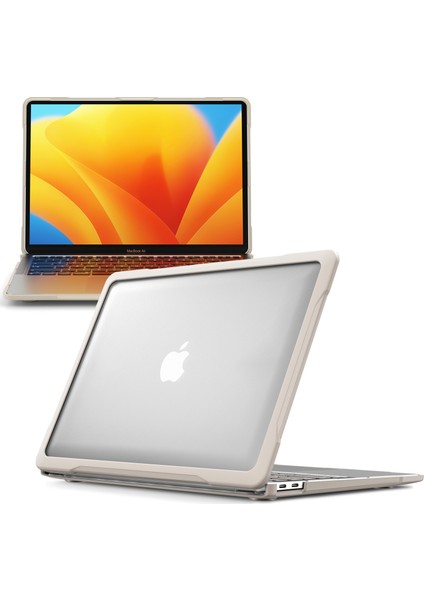 MacBook Air 13 Inç (2018) A1932 / (2020) A2337 M1 A2179 Darbeye Dayanıklı Pc + Tpu Kapak Anti Drop Laptop Kılıfı Haki (Yurt Dışından)