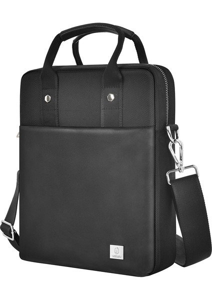 Hali Dikey Katmanlı Çanta 11 Inç Dizüstü Bilgisayar Crossbody Çanta Çanta Polyester + Pu Deri Omuz Çantası (Yurt Dışından)