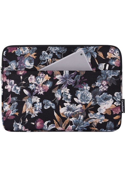 Keten Dizüstü Bilgisayar Kılıfı Şık Suluboya Çiçek Desenli 11-Inç Defter Fermuarlı Çanta (Yurt Dışından)