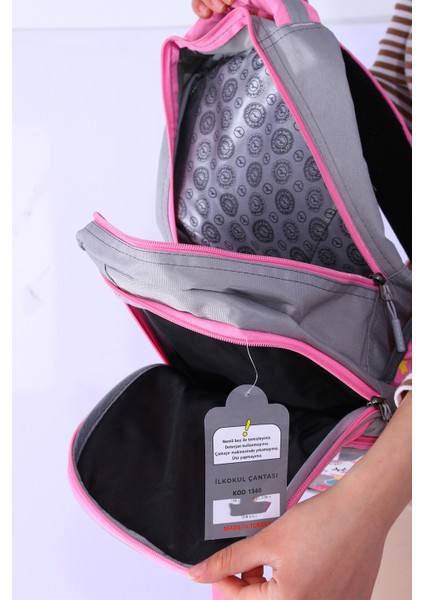 1340 Kız Çocuk Beslenmeli Ilk Okul Çantası Tavşan ve Filamingo Desenli fırsatları