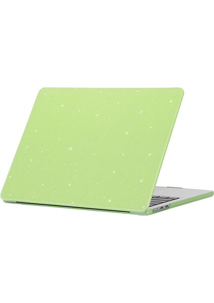 Macbook Air 13 Inç (2018-2019)/(2020) A1932/A2179/A2337 Sert Pc Kasa Glitter Tasarım Ince Laptop Kapağı-Yeşil (Yurt Dışından)