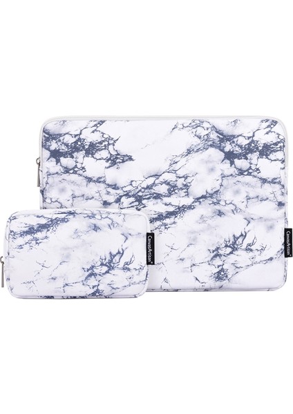 Mermer Desenli Taşınabilir Kol Çantası 12 Inç Dizüstü Bilgisayarlar Için Çizilmez Taşıma Çantası Dizüstü Bilgisayar Su Geçirmez Ince Kılıf Küçük Çanta-Beyaz (Yurt Dışından)