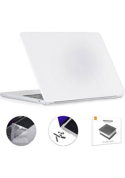 MacBook Air 13 Inç (2024) A2681 (M2)/A3113 (M3)/(2022) Kılıf + Ultra Ince Tpu Klavye Filmi-Beyaz (Yurt Dışından)