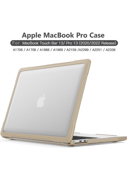 Sailor Serisi Laptop Kılıfı MacBook Pro 13 Inç (2016) A1706 A1708/(2018) A1989/(2019) A2159/(2020) A2251 A2338 (M1/m2) Pc+Tpu Darbeye Dayanıklı Kapak-Haki (Yurt Dışından)