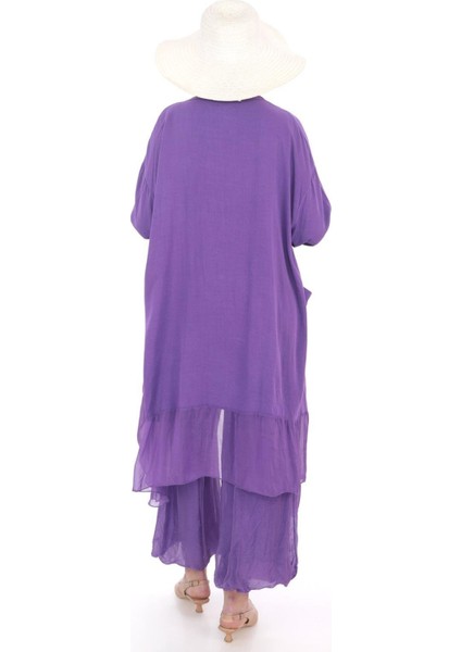 Italyan Ipek Oversize Kap BluzWes Pantolon Takım fırsatları