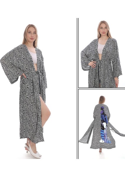 Özel Tasarım Femine Bağlama Detay Boho Kimono & Kaftan