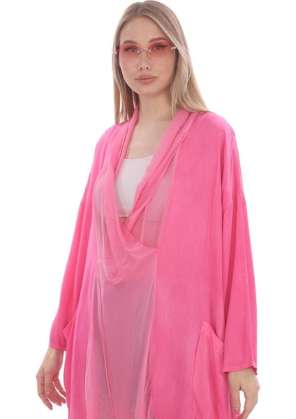 Italyan Ipek Detaylı Oversize Kaftan & Bluz