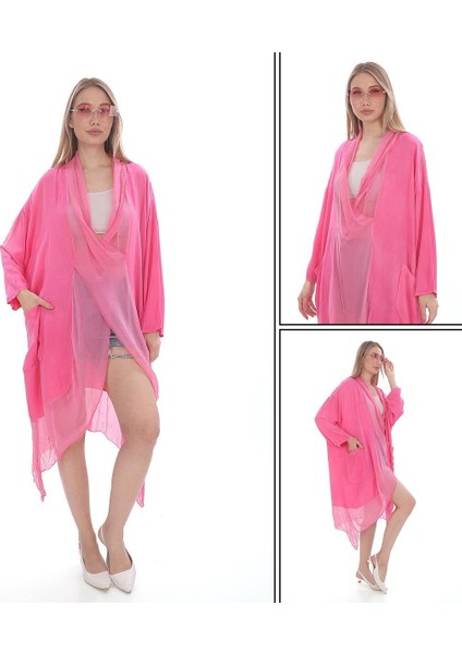 Italyan Ipek Detaylı Oversize Kaftan & Bluz
