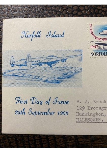 Avustralya 1968 Norfolk Island Quantas Hava Yollarının 21. Yıl Dönümü Özel Damgalı Postadan Geçmiş Uçak Temalı modelleri