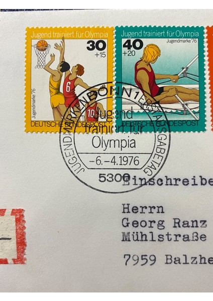 Almanya Özel Damgalı Ilk Gün Zarfı Jugend Trainiert Für EUROPA1976 Erstausgabetag Deutschland Brd