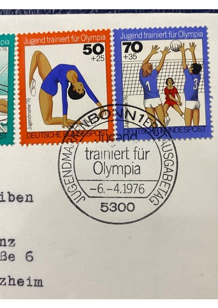 Almanya Özel Damgalı Ilk Gün Zarfı Jugend Trainiert Für EUROPA1976 Erstausgabetag Deutschland Brd fiyatları