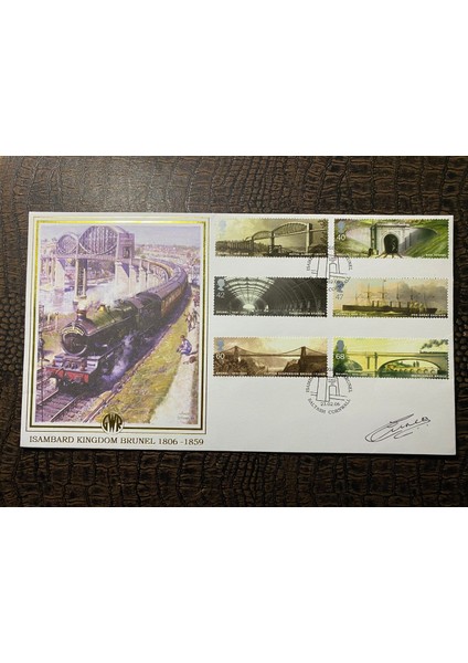 Ingiltere Köprü Mimarı Isambard Kingdom Brunel Tren Köprüleri Temalı 2006 Limitli, Islak Imzalı, Tam Seri Pullu Buckingham Zarf Limited No: 279/350