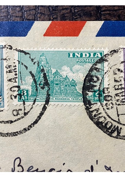 Hindistan'dan Isvicre Geneva'ya Uçak Postası Zarfı 1952 Yılından By Airmail From India To Switzerland