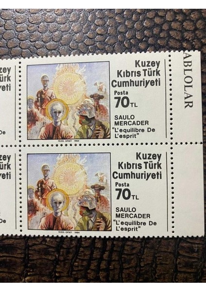 Kktc - Kuzey Kıbrıs Türk Cumhuriyeti - Sanat Temalı &quot;saulo Mercader &quot;l'equilibre De L'esprit&quot; - Damgasız Mnh 4'lü Blok Pullar