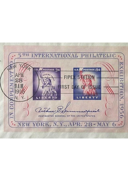 Usa Amerika New York 5. Uluslararası Filateli Fuarı 1956 Damgalı Ilk Gün Zarfı Official Fıpex Cover 5th Intl Philatelic Exhibition Fdc 4-28-56 Art Craft Cachet modelleri