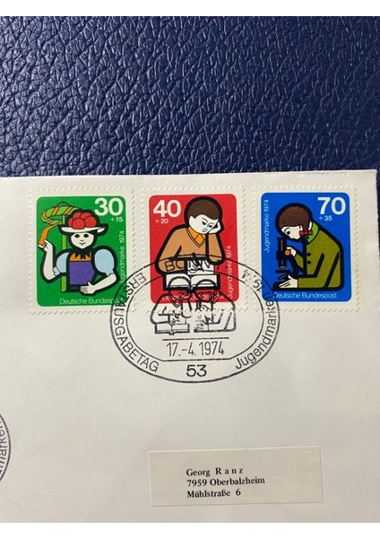 Almanya Özel Damgalı Ilk Gün Zarfı Jugendmarken 1974 Erstausgabetag Deutschland Brd fiyatları