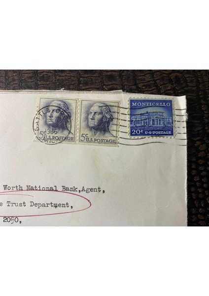Usa Amerikan Pullu 1966 Yılında Taahhütlü Postadan Geçmiş Varış Damgalı Boş Zarf Us Registered Mail
