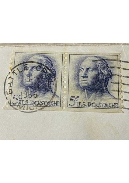 Usa Amerikan Pullu 1966 Yılında Taahhütlü Postadan Geçmiş Varış Damgalı Boş Zarf Us Registered Mail